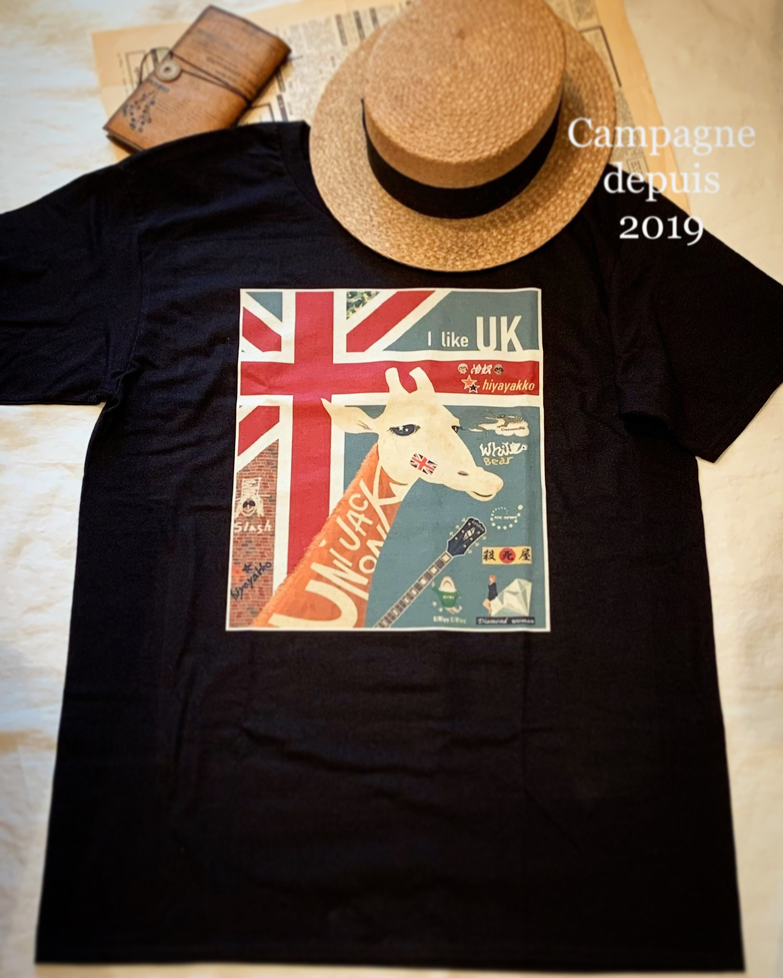 Mens Tシャツ イギリス ヴィンテージ風 Campagne Depuis 19