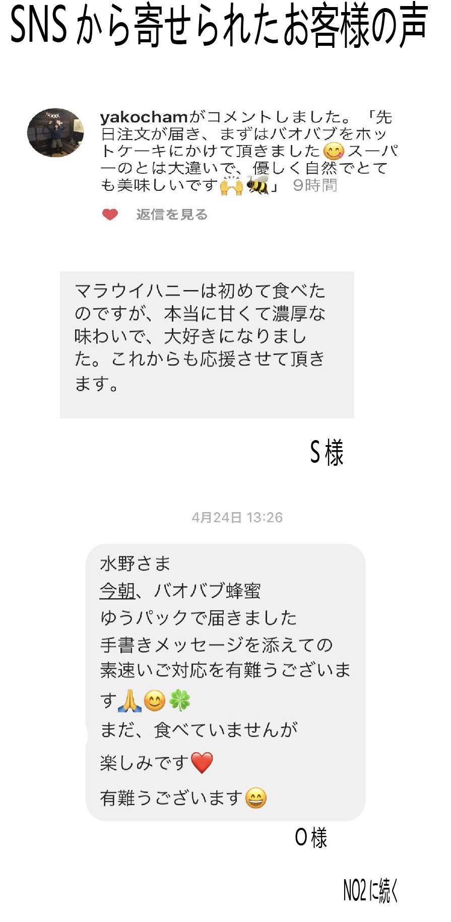 蜂蜜購入してくれた方の声です フェアトレード蜂蜜五タラント 蜂蜜購入してくれた方の声です フェアトレード蜂蜜五タラント