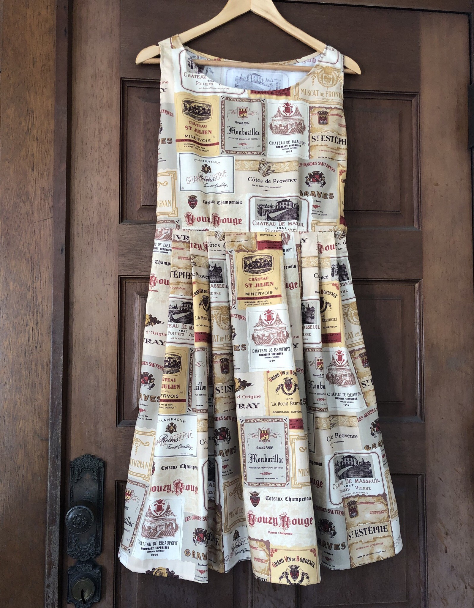 ワインピース ワイン柄ワンピース エチケット 柄 Cerisier