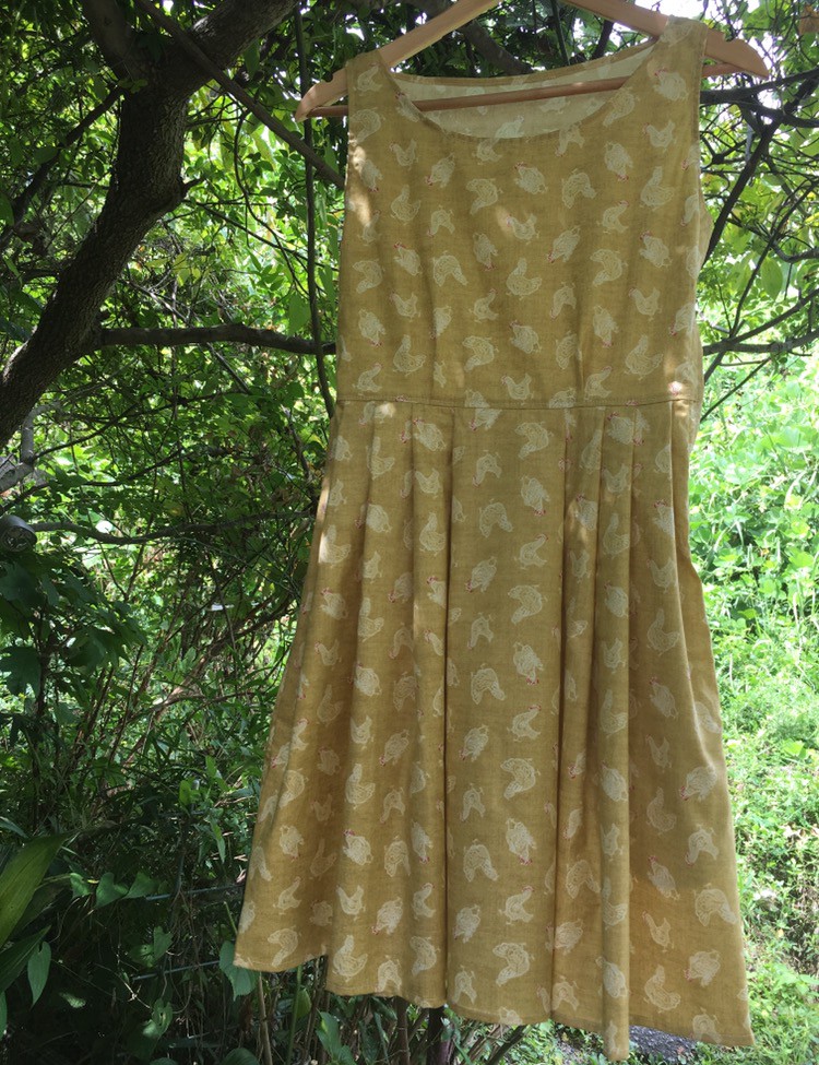 17干支 酉 鶏柄ワンピース ブルー カラシ Cerisier