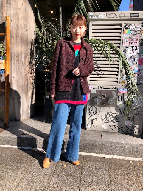 冬のニットジャケットコーデ Furune Remake Vintage 古音