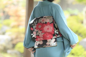 黒にたくさんの花柄 袋帯 黒にたくさんの花柄 袋帯