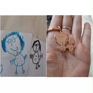 子供が描いた絵をアクセサリーにします ステンレス 手書きネックレス 手書きキーホルダー Familys