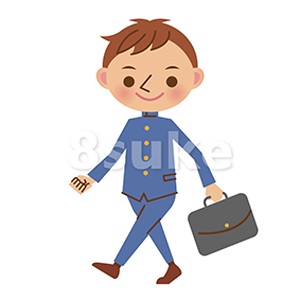 イラスト素材 カバンを持って歩く学生服姿の男子中学生 高校生 ベクター Jpg 8sukeの人物イラスト屋 かわいいベクター素材のダウンロード販売