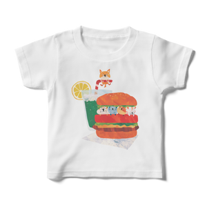 前面プリントイラストキッズtシャツ ねこバーガー Orange Garden