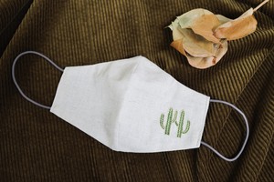 【刺繍マスク/ワイヤー】 "Cactus✴︎Beige"