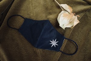 【刺繍マスク/ワイヤー】 "Silver stars✴︎Black"