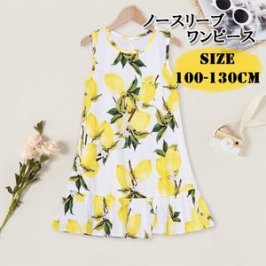 子供服 ワンピース 女の子 キッズ ノースリーブ レモン イエロー コットン ポリエステル 100 130cm P6 海外子供服専門通販サイト リーファ