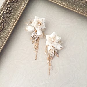 Lien ビジューウエディングイヤリング Muguet Jewel オシャレな大人花嫁のウェディングアクセサリー 大ぶりピアス イヤリング