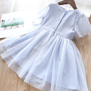 水色 ワンピース ドレス 半袖 ホワイト 清楚 おんなのこ 子供服 夏 サマー キッズ 可愛い Girl Princess Dress New Summer Kid Girls Dress Floral Children Party Suits Butterfly Costume Children Clothing Antoinette