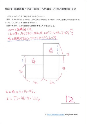 感覚算数ドリル 割合 入門編5 平均と面積図 Wisardnet 中学受験算数を攻略する教材サイト