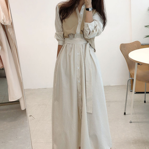 ストライプロングワンピース 全2色 Aiselen