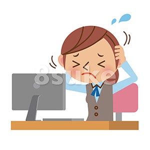 イラスト素材 パソコンの前でイライラする事務職の女性 ベクター Jpg 8sukeの人物イラスト屋 かわいいベクター素材のダウンロード販売