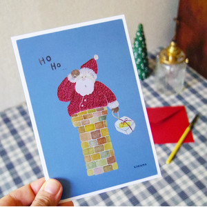 刺繍サンタのクリスマスカード 封筒セット Kimama