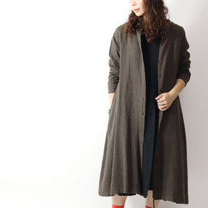 送料無料 秋物新作 Sun Valley サンバレー 全4色 綿麻 変則 ダンガリー起毛 バンドカラー シャツ ワンピース No 008 036 Sk レディ ス Urnis