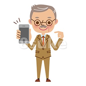 イラスト素材 スマートフォンを持つ社長 熟年のビジネスマン ベクター Jpg 8sukeの人物イラスト屋 かわいいベクター素材のダウンロード販売