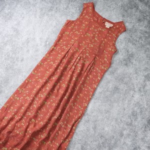 レディース India製 マキシワンピース 花柄 アメリカ古着 レーヨン オレンジ M Roger S Ladies ロジャース レディース