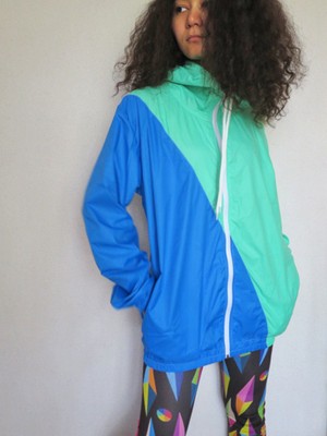 ２トーンパーカー（グリーン×ブルー）