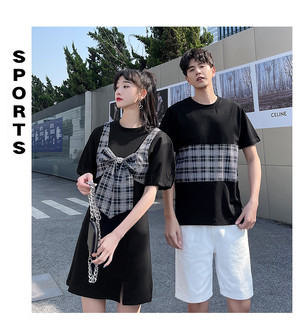 チェック柄 ビスチェ ワンピース 0976 メンズtシャツ カップル ペアルック リンクコーデ カジュアル お揃い デート 夫婦 親子 カップルのリンクコーデ専門店 Pair Cele ペアセレ