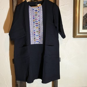 ラオス　古布使い　コットン　チュニック　ワンピース　