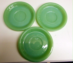 【アンティーク】ファイアーキングKW-193 3 Vintage Fire King Jadeite Jadite HEAVY Restaurant Ware CUP & SAUCER SET