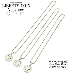 ネックレス アクセサリー メンズ レディース リバティコインネックレス メンズネックレス レディース ネックレス ペア対応 コインネックレス コイン 選べるサイズ 選べる長さ Or Overrag