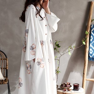 フロントボタン ボタニカルコットンワンピース L 596 Lis