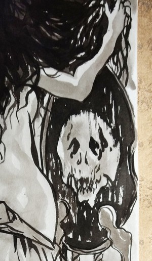 直筆掛け軸 身体髪膚髪鬼纏之図 大蛇堂 おろちどう