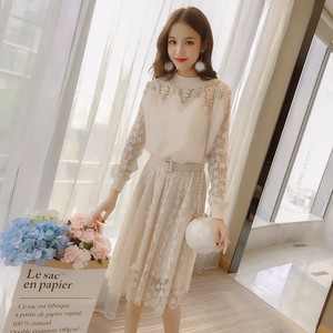 冬新商品 韓国 パーティードレス ニット レースお呼ばれワンピース 長袖 ひざ下 春マキシワンピース 総レース フリ 韓国ファッション レディース パーティー ブライダル お取り寄せ お呼ばれ コーデ 結婚式 二次会 セレブ セクシー 代 30代 40代きれいめ 送料無料