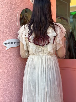 総レースワンピース レースワンピース ホワイトワンピース ワンピース フリルワンピース 韓国 韓国ファッション オルチャン 韓国ファッション通販 Andynextjapan