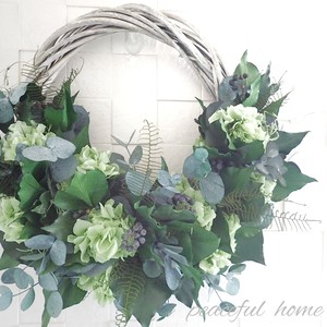 プリザーブドフラワー アイビーとユーカリのハーフリースl 直径約35cm Peaceful Home