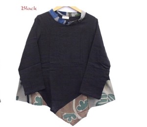 手描きろうけつ染めプルオーバー(black)