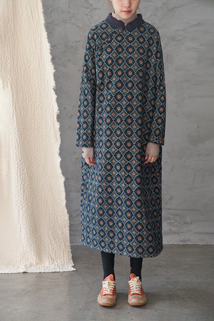 チャイナカラーキルティングワンピース Ak1472 雨風日土 Ame Kaze Hi Tuchi