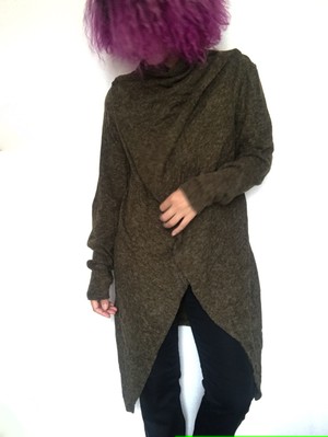 ドレープロングカーデ(カーキ)