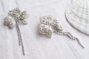 【刺繍ピアス】Flowers pearl chaine ✴︎ silver