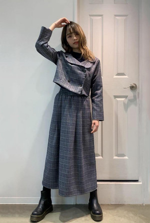 セットアップ British Jacket Long Skirt Dress 英国風ショート丈ジャケット ロングスカート Anshe
