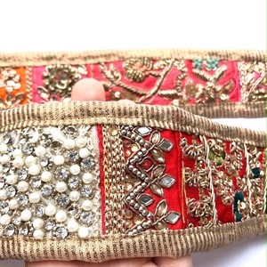 パッチワーク刺繍インドリボン M Dua アクセサリーパーツショップ