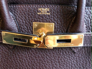 【エルメス】HERMES オータクロア28CM Fjordレザー EBENE BROWN(カーキ)GOLD金具