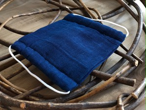 藍染め ガーゼ 平型マスク Indigo Dyed Gauze Flat Mask 琉球藍染工房 ウメノコヤ Umenokoya