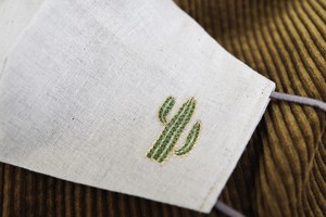 【刺繍マスク/ワイヤー】 "Cactus✴︎Beige"
