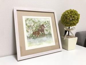 額装イラスト28cm正方形 雨の日の過ごし方 Hanko Illustration