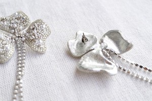【刺繍ピアス】Flowers pearl chaine ✴︎ silver
