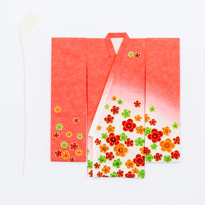 京の七夕さん 紙衣 お仕立上がり 女物柄 赤色 京都楽紙舘
