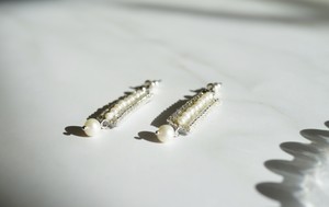 【刺繍ジュエリー】Silver beads✴︎ ▽注文時にピアス/イヤリングお選びいただけます