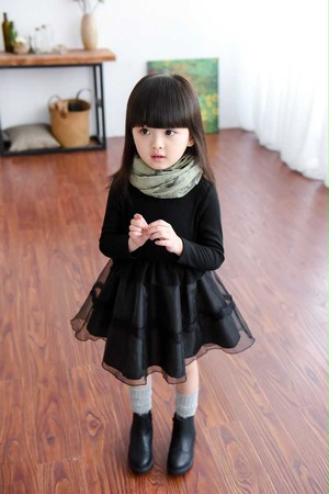 子供服 フォーマル長袖シフォンワンピース キッズドレス 韓国子供服 チュールスカート 春秋 90cm 100cm 110cm 1cm 130cm 長袖ドレス アレス オーガンジー 長袖ワンピース 女の子 子供服 春 キッズ ジュニア 無地 黒 レース Aライン 韓国子供服 可愛い プチプラ