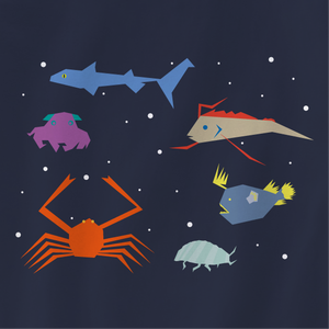 動物tシャツ 深海生物 デニムグレー Momsdsn マムスデザイン 大人も子供も喜ぶイラストtシャツ 雑貨