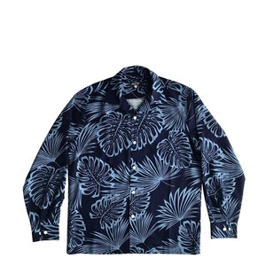 Mountain 長袖オープンアロハシャツ モンステラ ネイビー Mountain Okinawa Online Store