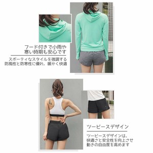 スポーツウェア レディース セット ヨガウェア ランニングウェア 上下 ランニング ジムウェア 半袖 パンツ 4点セット ブラック Wavethestone