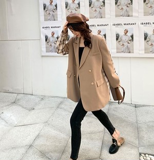 送料無料 バックスタイルもおしゃれ 大人可愛い ダブルボタン テーラード ジャケット バックシャン チェック柄 Lamitte Deco トレンド 韓国ファッション ショップ