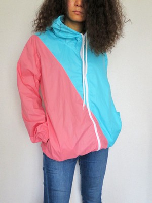 ２トーンパーカー（ブルー×ピンク）